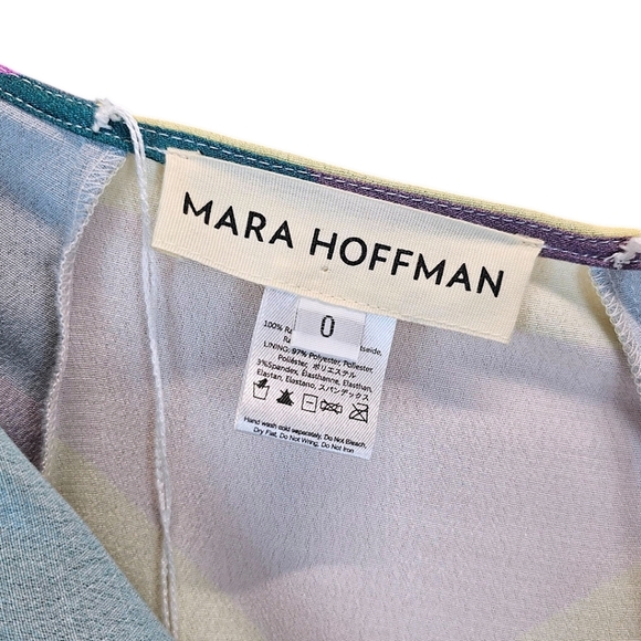 Mara Hoffman Tie Back Cut Out Midi Dress Diamonds Plum 0 Geometric Halter Chic - Picture 15 of 16